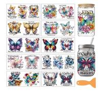 arricraft 10 Sheets Butterfly Theme UV DTF Cup Wraps, 10 Styles Butterfly Inspirational Words PVC Transfer Stickers Waterproof Rub Decals for 16 OZ Glass Cups Crafts 9.5x4.3Inch