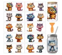 arricraft 10 Sheets Cat Theme UV DTF Cup Wrap for 16OZ Glass, Furry Kittens Funny Cartoon Cats Rub on Decals PVC Transfer Stickers for DIY Cups Wood Funiture 24x11cm/9.4x4.3inch