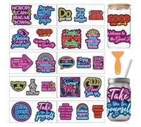 arricraft 10 Sheets Colorful Light Effect Text UV DTF Cup Wrap for 16OZ Glass, Positive Affirmation Quote Neon Sign Rub on Decals PVC Transfer Stickers for DIY Cups Wood Funiture 24x11cm/9.4x4.3inch