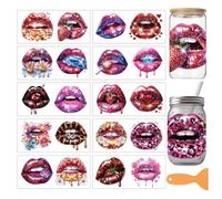 arricraft 10 Sheets Crystal Lips Theme UV DTF Cup Wrap for 16OZ Glass, Colorful Sexy Lips Vibrant Romantic Lip Rub on Decals PVC Transfer Stickers for DIY Cups Window Home Printing Decoration 24x11cm