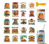 arricraft 10 Sheets Cup Wrap Transfer Stickers, Retro Capibara Themed Patterns Rub on Transfers PVC UV DTF DIY Transfer Paper for Glass Water Bottle Decoration 9.5x4.3 Inches