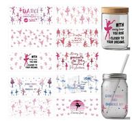 arricraft 10 Sheets Dance UV DTF Cup Wrap, 10 Styles Ballet Inspirational Quotes Rub on Transfers Waterproof PVC Paper Rub on Decals for DIY Glass Cups Furniture Wood 9.5x4.3inch(24×11cm)