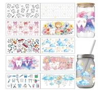 arricraft 10 Sheets Dental Life Themed UV DTF Cup Wrap Transfer Sticker, Love Tooth Rub on Transfers Decal for 16OZ Glass Cups Furniture Craft Wood DIY Crafts 24x11cm/9.4x11inch