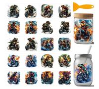 arricraft 10 Sheets Dinosaur Motorcycle UV DTF Cup Wrap for 16OZ Glass, Wild Beach Forest Patterns Rub on Decals PVC Transfer Stickers for DIY Cups Wood Funiture 24x11cm/9.4x4.3inch