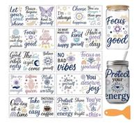 arricraft 10 Sheets Divination Theme UV DTF Cup Wrap for 16OZ Glass, Moon Butterfly Coffee Rainbow Patterns Rub on Decals PVC Transfer Stickers for DIY Cups Wood Funiture 24x11cm/9.4x4.3inch