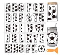 arricraft 10 Sheets English Letters Theme UV DTF Cup Wrap for 16OZ Glass, Soccer Alphabet Rub on Decals PVC Transfer Stickers for DIY Cups Window Home Printing Decoration 24x11cm/9.4x4.3inch