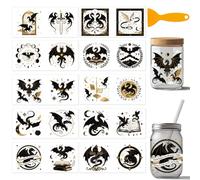 arricraft 10 Sheets Fly Dragon Theme PVC Cup Transfer Stickers, Black Magic Fly Dragon Pattern UV Waterproof Cup Sticker Rub on Decal for 16 oz Glasses Window Home Printing Decoration 24x11cm