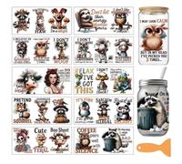 arricraft 10 Sheets Funny Animals UV DTF Cup Wrap for 16OZ Glass, Funny Sarcastic Animal Quotes Rub on Decals PVC Transfer Stickers for DIY Cups Wood Funiture 24x11cm/9.4x4.3inch