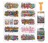arricraft 10 Sheets Nurses Theme UV DTF Cup Wrap for 16OZ Glass, Large Nurse Images Rub on Decals PVC Transfer Stickers for DIY Cups Window Home Printing Decoration 24x11cm/9.4x4.3inch