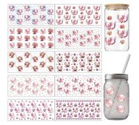 arricraft 10 Sheets Salamander Pattern PVC Cup Transfer Stickers, Pink Animal Theme Salamander Pattern UV Waterproof Cup Sticker Kit for 16 Ounce Glasses Window Home Decoration
