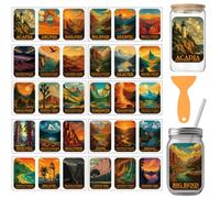 arricraft 10 Sheets Scenery Theme UV DTF Cup Wraps, 10 Styles US National Park Scenery PVC Transfer Stickers Waterproof Rub Decals for 16 OZ Glass Cups Crafts 9.5x4.3Inch