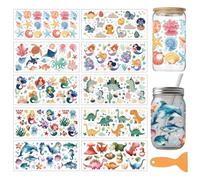 arricraft 10 Sheets Sea Animal Theme UV DTF Cup Wrap for 16OZ Glass, Dinosaur Mermaid Rub on Decals PVC Transfer Stickers for DIY Cups Window Home Printing Decoration 24x11cm/9.4x4.3inch