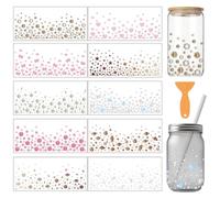 arricraft 10 Sheets Simple Repeating Pattern UV DTF Cup Wrap for 16OZ Glass, Diamonds Stars Hearts Bows Patterns Rub on Decals PVC Transfer Stickers for DIY Cups Wood Funiture 24x11cm/9.4x4.3inch