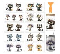 arricraft 10 Sheets Spring Scenery UV DTF Cup Wrap for 16OZ Glass, Curly Cat Pattern Rub on Decals PVC Transfer Stickers for DIY Cups Wood Funiture 24x11cm/9.4x4.3inch