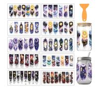 arricraft 10 Sheets Witchy Celestial Theme UV DTF Cup Wrap for 16OZ Glass, Gothic Moon Star Fantasy Castle Rub on Decals PVC Transfer Stickers for DIY Cups Window Home Printing Decoration 9.4x4.3inch