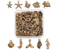 arricraft 100 pcs 10 Styles Ocean Animals Charms, Antique Bronze Marine Life Pendant Tibetan Style Ocean Series Pendants Charms for DIY Earrings Bracelet Necklaces Crafting Jewelry Making