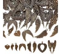 arricraft 102 Pcs 8 Styles Tibetan Vintage Charms, Antique Bronze Angel Wing Pendant Bulk for DIY Crafts Bracelets Necklaces Earrings Jewelry Making Accessories