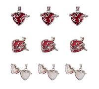 ARRICRAFT 10pcs Heart Brass Enamel Prayer Box Pendants Charms Locket Box Necklace Pendants for DIY Jewelry Making
