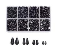 arricraft 110 Pcs Tear Drop Pearl Beads, 4 Styles Black ABS Plastic Water Drop Imitation Pearl Beads for DIY Earrings Bracelet Necklaces Crafting Jewelry Making