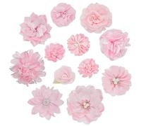 arricraft 12 Pcs Pink Dog Collar Bows and Flowers Attachment, Flower Dog Collars Pet Charms Polyester Valentine's Day Decoration for Small Medium Dogs Puppies Collar Embellishment