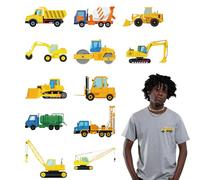 arricraft 12 Pcs Rub On Transfer Stickers, Construction Vehicle Patterns Art Crafts Decor Waterproof Decals Plastic Iron on Transfers Patches for T-Shirt Clothing Jeans and Backpacks