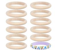 arricraft 12 Pcs Wood Bangle Bracelets, Bisque Unfinished Natural Wooden Rings Blank Wood Circles Ring Pendant and Connectors for Craft Project DIY Jewelry Making Painting Weaving