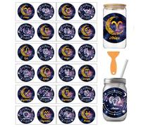 arricraft 12 Pcs Zodiac Pattern Theme Cup Printing UV Transfer Papers, Zodiac 12 Constellations PVC DIY Heat Transfer Stickers for 16 OZ Glass Cups Crafts 9.5x4.3inch