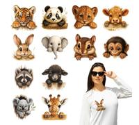 arricraft 12 Sheets Animal Theme Iron on Stickers, Peeking Lions Tigers Animals Print Transfer Stickers Decals for DIY T-Shirt Jeans Backpacks Families Clothing Hat Decoration Applique