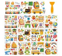 arricraft 12 Sheets Back to School Rub on Transfers for Crafts, 12 Styles First Day of School Decals PVC Stickers Rub on Decals for School Home Wall Glass Blackboard Decorations