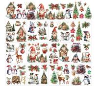 arricraft 12 Sheets Christmas Theme Rub on Transfers for Crafts and Furniture, Santa Claus Penguin Elk Snowman Rub on Transfer Stickers PVC Rub on Decal for DIY Home Window Wood Decor, 14x14cm