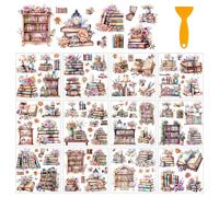 arricraft 12 Sheets Colorful Rub on Transfers for Crafts, 12 Styles Books and Flowers UV Transfer Stickers PVC Stickers Rub on Decals for Home Window Furniture Wood DIY Craft