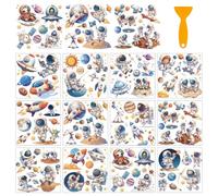 arricraft 12 Sheets Cosmic Space Theme Rub on Transfers for Craft, Astronauts Transfer Sticker Furniture Decals Waterproof Stickers for Home Window Bedroom Living Room Water Bottle Glass Decoration