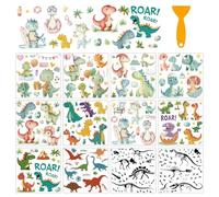 arricraft 12 Sheets Dinosaur Rub on Transfers for Crafts, 12 Styles Colorful Cute Dinosaur Pattern Decals PVC Stickers Rub on Decals for Home Window Furniture Wood DIY Craft