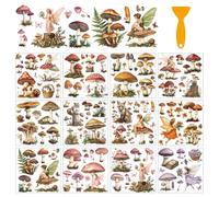arricraft 12 Sheets Dream Mushrooms Rub on Transfers for Crafts, Flower Fairies Rub on Transfer Stickers PVC Rub on Decal for DIY Home Furniture Window Wood 5.5x5.5inches(140x140mm)