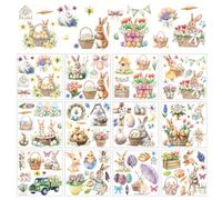 arricraft 12 Sheets Easter Rub on Transfers for Crafts, Rabbit Bunny Egg Flower Pattern Rub on Transfer Stickers PVC Rub on Decal for DIY Home Furniture Window Wood, 14x14cm