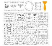 arricraft 12 Sheets European Lace Rub on Transfers for Crafts, 12 Styles Swirls Borders Decals PVC Stickers Rub on Decals for Home Window Furniture Wood DIY Craft