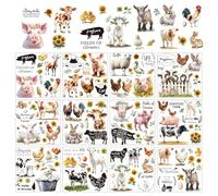 arricraft 12 Sheets Farm Animals Rub on Transfers for Crafts, Pig Sheep Cow Rub on Transfer Stickers Village PVC Rub on Decal for DIY Home Furniture Window Wood, 14x14cm
