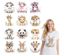 arricraft 12 Sheets Flower Animals Iron on Stickers, Cartoon Rabbit Pig Print Transfer Stickers Decals for DIY T-Shirt Jeans Backpacks Families Clothing Hat Decoration Applique