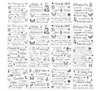 arricraft 12 Sheets Inspirational Words Rub on Transfers for Crafts, Butterfly Heart Flower Rub on Transfer Stickers Village PVC Rub on Decal for DIY Home Furniture Window Wood, 14x14cm