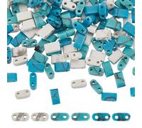 arricraft 120 Pcs 2-Hole Gemstone Beads, 3 Colors Half Beads Strand Howlite Synthetic Turquoise Seed Beads Rectangle Mini Beads for Multi Cord Bracelet Jewelry Making 5x2.5mm
