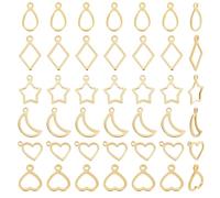 arricraft 120 Pcs Gold Geometric Hollow Frame Pendants, 6 Styles Stainless Steel Open Edge Hollowed Out Tray Charms for DIY Handicrafts Bracelet Necklace Jewelry Making