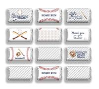 arricraft 120 Pcs Sports Theme Mini Candy Bar Wrappers, Baseball Let's Play Ball Chocolates Bar Label Stickers for Birthday Party, Baby Shower, Wedding, Graduation or Any Family Event Decoration