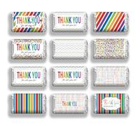 arricraft 120 Pcs Thanks Mini Candy Bar Wrappers, Rainbow Color Design Thank You Chocolates Bar Label Stickers for Teachers, Staff and Employee Appreciation Party or Guests Birthday Party Favors