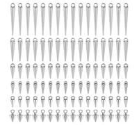 arricraft 140 Pcs Antique Silver Color Cone Charms, 6 Sizes Goth Punk Style Alloy Pendants Cone Charm Beads Jewelry Making Supplies for DIY Necklace Bracelet Earrings Headband Nose Stud Choker