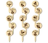 arricraft 15 Pcs Funny Wood Plant Labels, 15 Styles Bee Theme Garden Labels with Funny Phrases Jokes Wooden Markers for Indoor and Outdoor Plants Herbs Flowers Vegetables Seed Potting 6.35x12cm