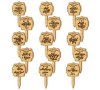 arricraft 15 Pcs Funny Wooden Plant Tags, 15 Styles Waterproof Garden Stake Labels Weeding Plant Marker with Text for Indoor Outdoor Potted Plants Nursery Marker Decoration