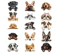 arricraft 15 Pcs Iron on Decals Stickers, Pug Border Collies Dog Patterns Iron on Stickers Animals Heat Transfer Stickers Plastic Washable Patches for Backpacks Cover T Shirt Jean Clothing Decoration