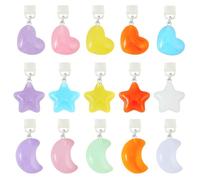 arricraft 15 Pcs Type C Dust Plug Charms, Star Moon Heart Glow in the Dark Resin Pendants PVC Plastic Mobile Dustproof Plugs Decoration Accessories for E-Reader Book Lover