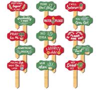 arricraft 15 Pcs Wood Funny Plant Labels, 15 Styles 2 Colors Wooden Funny Garden Signs T-Type Plants Tags for Indoor Outdoor Potted Seed Herbs Flowers Patio 7x5cm(2.75x1.96inch)