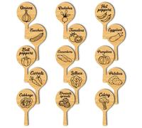 arricraft 15 Pcs Wood Plant Labels, 15 Styles Round Garden Labels Sign with Vegetable Patterns Vegetable Name Tags Wooden Markers for Indoor and Outdoor Plants Vegetables Seed Potting